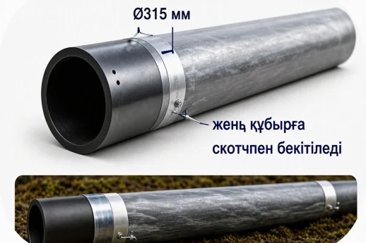 Ø 315 мм құбырға кигізіліп, скотчпен бекітілген жең